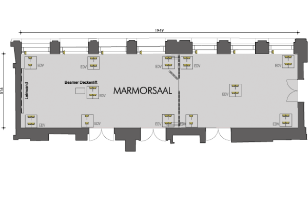 Plan Marmorsaal im luxuriösen Hotel Sacher Wien