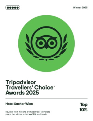 Das Hotel Sacher Wien wurde mit dem Tripadvisor Travellers’ Choice Award 2025 ausgezeichnet – und gehört damit zu den Top 10 % weltweit laut Millionen Bewertungen von Reisenden