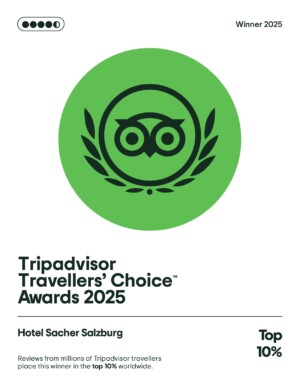 Das Hotel Sacher Salzburg wurde mit dem Tripadvisor Travellers’ Choice Award 2025 ausgezeichnet – und gehört damit zu den Top 10 % weltweit laut Millionen Bewertungen von Reisenden