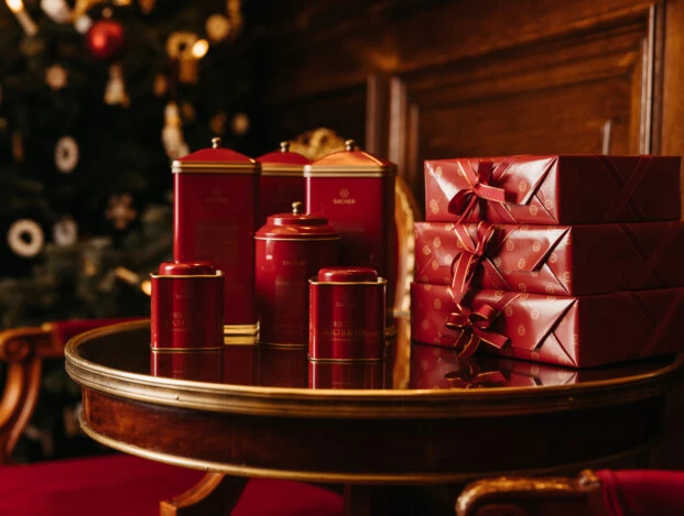 collections of Sacher products (Coffee, Chocolate, Tea, Original Sacher-Torte