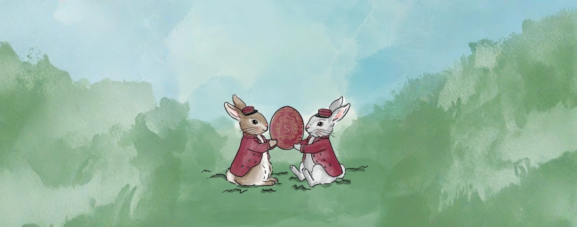 Easter bunnies with Sacher Easter Egg