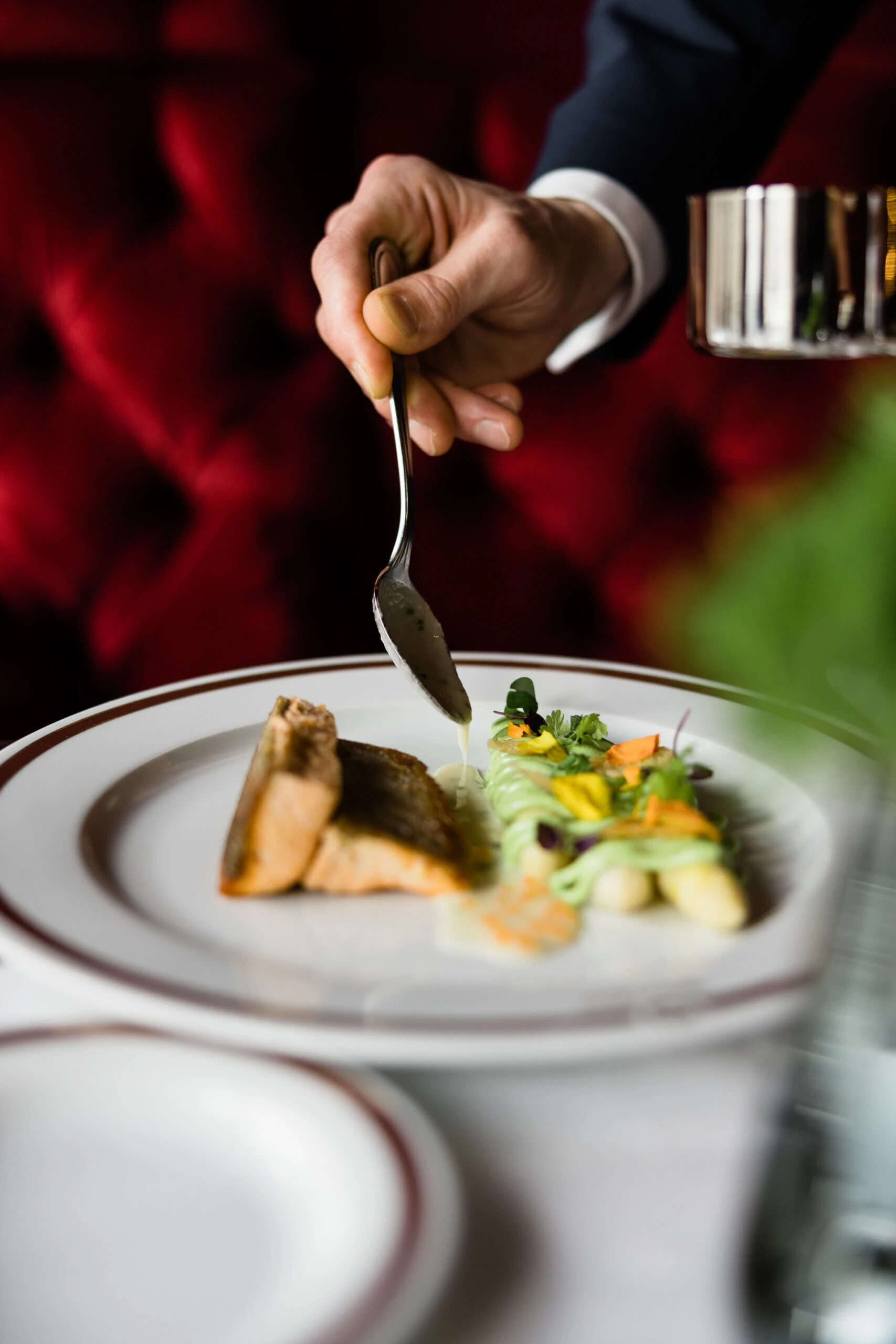 Elegantly presented fish dish at Café Bel Étage in Hotel Sacher Vienna.
